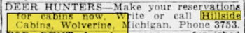 Hillside Cabins - Oct 29 1948 Article